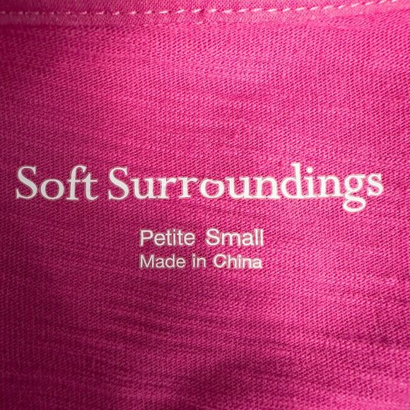 Soft Surroundings Pamplona Tunic Top Womens Petite Small Pink Cotton Button Up - Picture 3 of 14